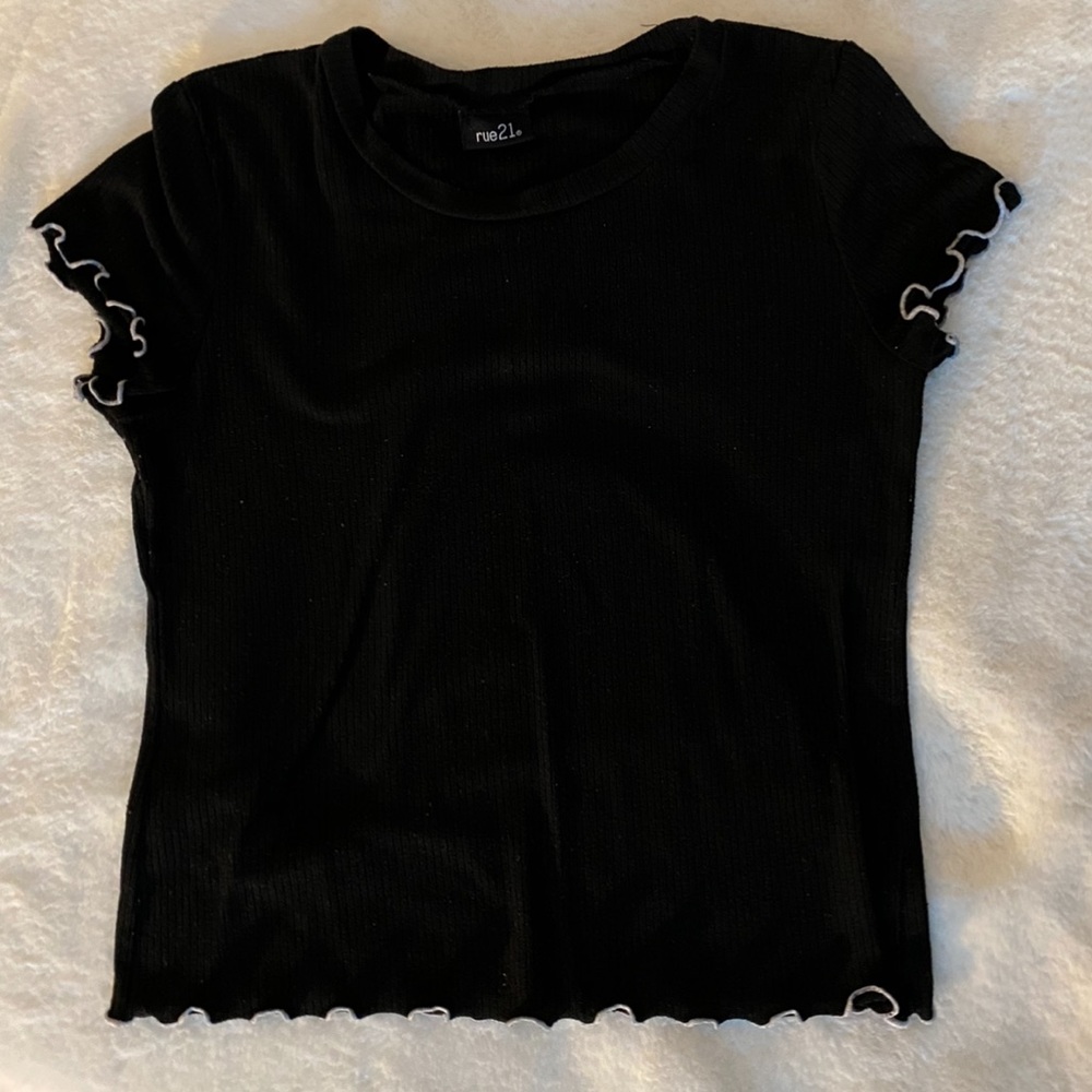 Black shirt with white trim